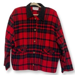 Micheal Lewis Red Black Plaid Jacket XL
